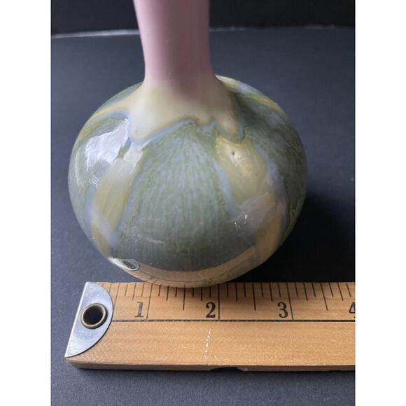 Vintage Handmade Drip Glaze Pottery Bud Vase Deco Artisan Cottagecore Vessel - Picture 9 of 9